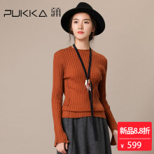 Pukka蒲牌全羊毛针织衫女原创设计大码女装秋冬装女2018新款图片