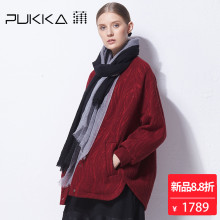 Pukka蒲牌提花羊毛呢短外套女原创设计大码女装秋冬装女2018新款图片