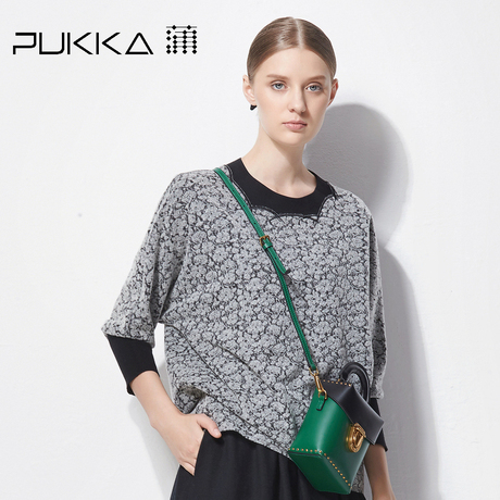 Pukka蒲牌提花羊毛呢卫衣外套女原创设计女装秋冬装女2018新款商品大图