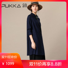 Pukka蒲牌金丝羊毛呢长袖连衣裙女原创设计女装秋冬装女2018新款图片