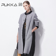 Pukka蒲牌全棉蕾丝拼接风衣外套女原创设计大码女装2018秋装新款图片
