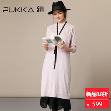 Pukka蒲牌羊毛针织连衣裙女原创设计大码女装秋冬装女2018新款图片