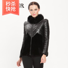 Kaiser/凯撒女装冬季韩版保暖长袖毛领皮衣绵羊皮外套 KKWDM14914图片