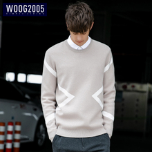 圆领套头毛衣男2018秋季潮流线衣男士 加厚针织衫 毛衫 WOOG2005韩版