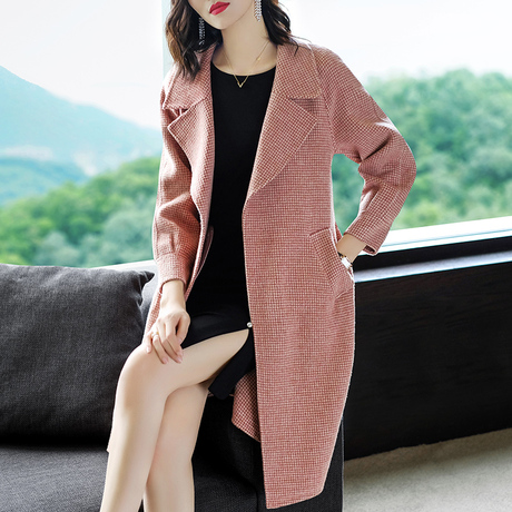隆缘裳女秋冬装2018新款双面呢外套韩版中长款羊毛呢子大衣女3026商品大图
