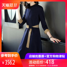 隆缘裳2018冬装新款韩版显瘦系带气质通勤中长款连衣裙高腰女3326图片