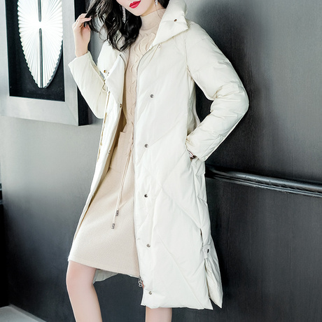 隆缘裳过膝羽绒服2018冬季新款保暖高领长款鸭绒外套女5303商品大图