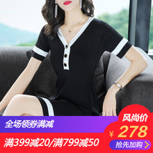 隆缘裳2018早秋新款职业小香风针织A字裙弹力修身显瘦连衣裙1261图片
