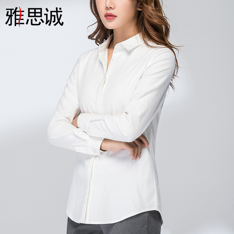 雅思诚洋气衬衫女潮长袖2018秋新款时尚上衣职业加棉宽松女装衬衣商品大图
