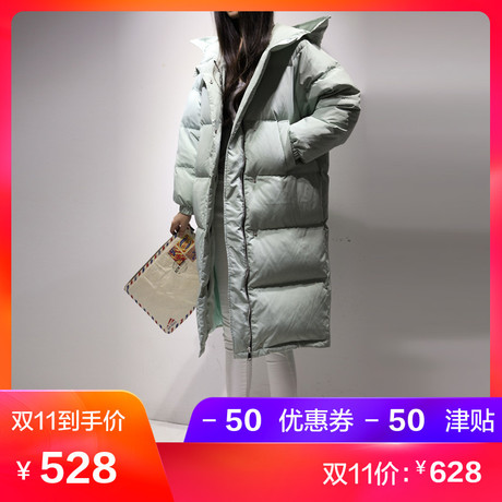 2018新款女装韩版时尚东大门长款长过膝羽绒服女白鸭绒中长款加厚商品大图