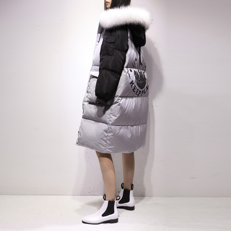 东大门冬季新款女装韩版大毛领羽绒服女白鸭绒中长款加厚时尚GA97商品大图