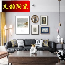 欧式法式客厅沙发背景装饰画复古挂画五联组合画轻奢艺术怀旧名画
