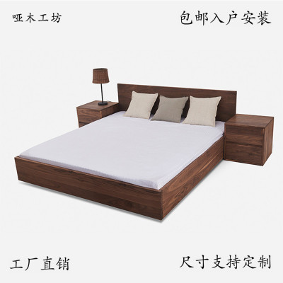 现代黑胡桃木床正品折扣