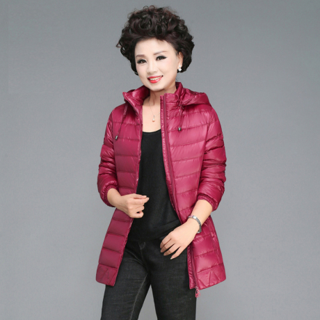 轻薄羽绒服女中长款女士韩版潮修身中年妈妈装中老年女装反季清仓商品大图