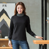 纤麦2018秋冬新款大码女装胖mm长袖打底衫女大码遮肚子显瘦t恤