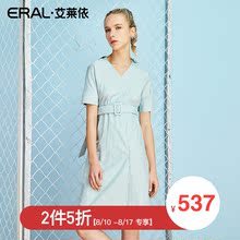 【门店直发】ERAL/艾莱依商场同款V领连衣裙2018夏季新款裙子图片