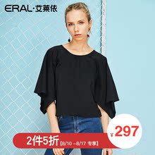 【门店直发】ERAL/艾莱依商场同款纯棉圆领宽松t恤上衣夏2018新款图片