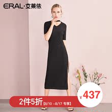 【门店直发】ERAL/艾莱依商场同款连衣裙女夏2018新款V领修身长裙图片