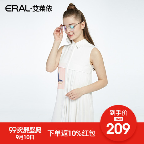 ERAL/艾莱依2017新款方领无袖套头连衣裙女裙子潮36632-FXAE商品大图