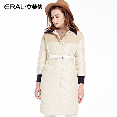 ERAL/艾莱依冬装修身翻领中长款羽绒服女韩版外套16032-EDAA-QC商品大图