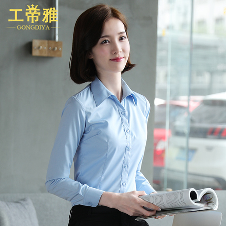 女装长袖白衬衫商务修身职业衬衣韩版ol通勤秋冬季面试正装工作服商品大图