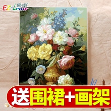 易卓diy数字油画上色水彩填充减压成人手工填色画手绘装饰油彩画