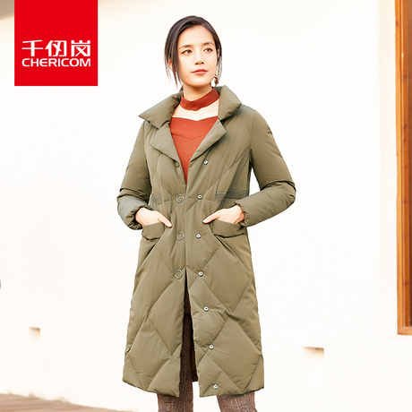 千仞岗女士中长款羽绒服2018秋冬新款纯色时尚宽松外套女229102商品大图