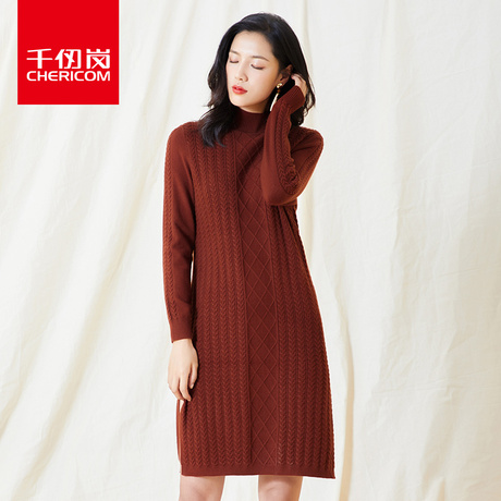 千仞岗2018新款半高领针织衫女中长款打底衫韩版显瘦毛衣女238019商品大图