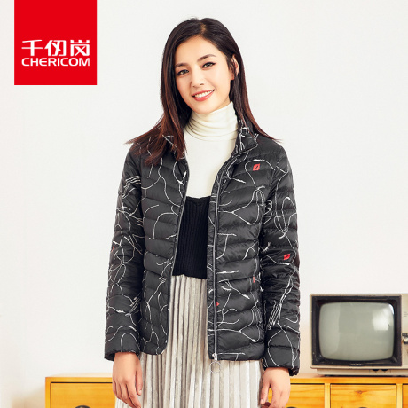 千仞岗女士短款羽绒服2018秋冬新款女式纯色休闲立领外套女229076商品大图