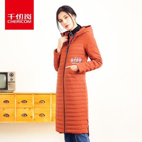 千仞岗女士中长款轻薄羽绒服2018秋冬新款纯色时尚外套女229055商品大图