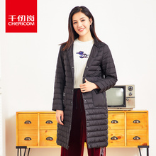 千仞岗女士中长款羽绒服2018秋冬新款纯色时尚立领外套女229031图片