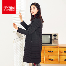 千仞岗女士中长款轻薄羽绒服2018秋冬新款时尚立领外套女229033图片