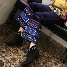 金丝绒阔腿裤女冬装汉服改良唐装中国风旗袍女裤子中式复古裤子女图片