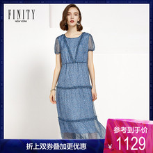 桑蚕丝连衣裙FINITY女装春秋新款气质印碎花高腰拼接真丝a字裙子图片