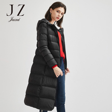 JUZUI/玖姿旗舰店2018冬季新款时尚抽绳连帽羽绒服中长款过膝图片