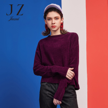 JUZUI/玖姿旗舰店2018冬装新款长袖简约套头上衣女毛针织衫图片