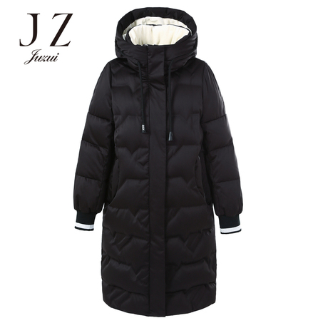 JUZUI/玖姿旗舰店2018冬装新款连帽中长款白鸭绒羽绒服外套女商品大图