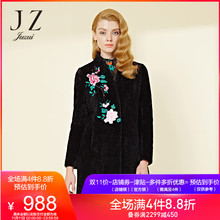预售 玖姿旗舰店绣花大衣2018冬新款羊毛时尚修身毛呢大衣女图片