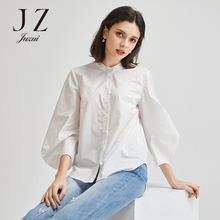 JUZUI/玖姿女装2018秋装个性绣花亮片绣花灯笼袖立领衬衫女图片