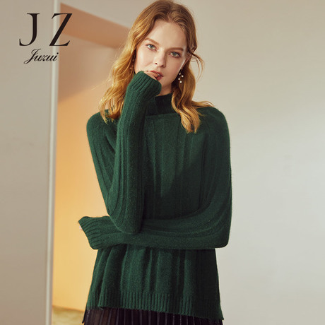JUZUI/玖姿旗舰店2018冬装新款混纺半高领针织衫套头毛衫女商品大图