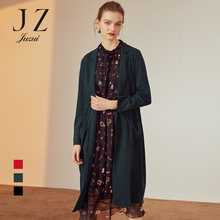 JUZUI/玖姿女装2018秋装新款韩版羊毛针织外搭薄大衣女开衫中长款图片