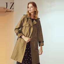 JUZUI/玖姿旗舰店2018春秋新款时尚卡其色中长款风衣女腰带款图片