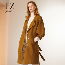 JUZUI/玖姿旗舰店2018新款双面呢腰带灯笼袖羊毛呢子大衣女冬图片