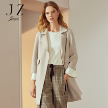 JUZUI/玖姿旗舰店2018冬装新款混纺羊毛中长款毛呢呢子大衣女图片