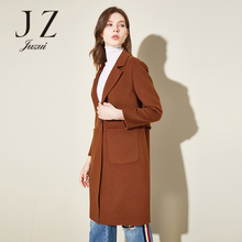 JUZUI/玖姿旗舰店2017冬装新款双面呢翻领长袖口袋羊毛大衣女图片