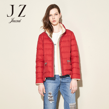 JUZUI/玖姿旗舰店2017冬新款短款纯色羽绒服女商品大图