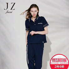 JUZUI/玖姿玖姿旗舰店女装2018夏装蕾丝字母绣花POLO衫女T恤图片