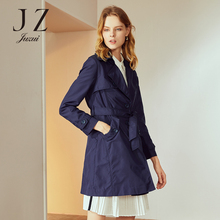 JUZUI/玖姿旗舰店2018秋装新款女装单排扣长款收腰风衣腰带款图片