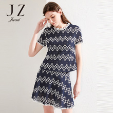 JUZUI/玖姿旗舰店女装针织蕾丝镂空撞色花纹小衫针织衫图片