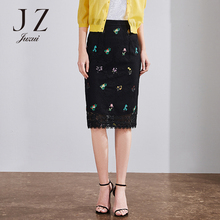 JUZUI/玖姿2018夏装新品针织绣花网纱纱裙蕾丝镂空短裙半身裙显瘦图片